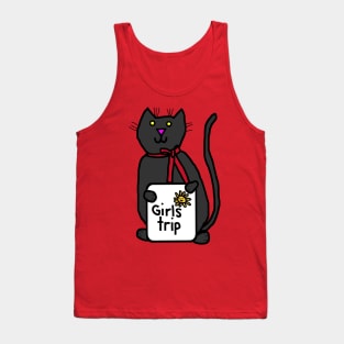 Cute Black Cat goes on Girls Trip Tank Top